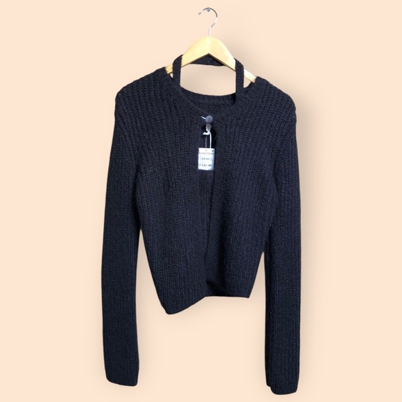 Pistola NWT Emilie Halter Cardigan Sweater Set Black Midnight Knit Alpaca Large - Picture 2 of 16